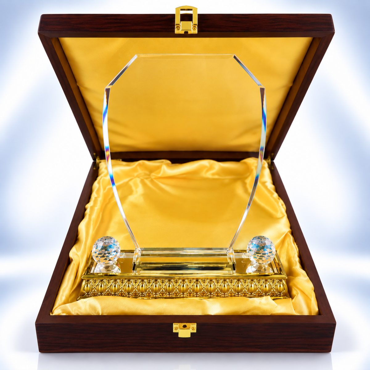 Crystal Award with Wooden Box 925-GOLD